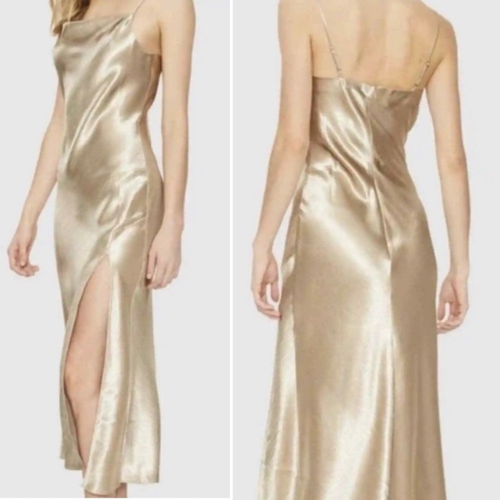 Elegant Gold Satin Slip Dress